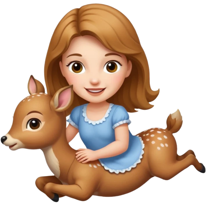 Katie riding a baby deer emoji