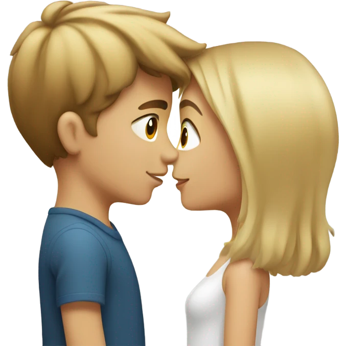 Blonde girl and brown haired boy kissing emoji