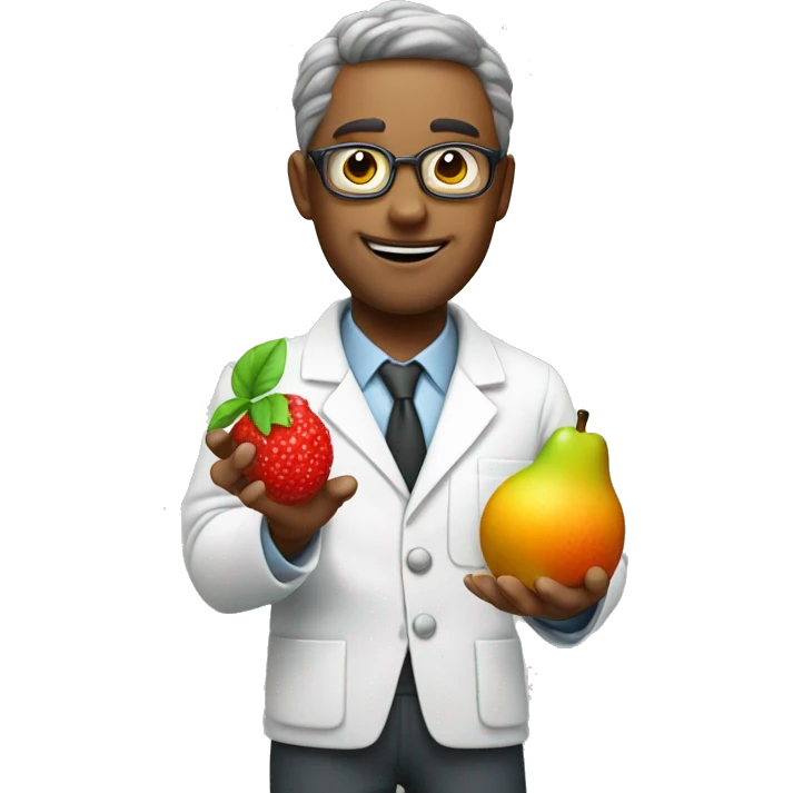 scientist holding a fruit in his hand emoji
