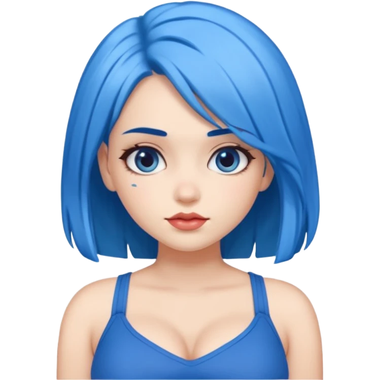 büyük memeli mavi saçlı çok güzel bir kız mini etekli  emoji