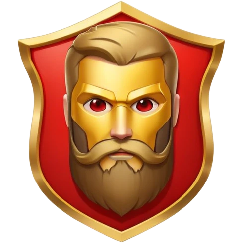 superhero logo with letter B and beard silhouette, shield emblem emoji