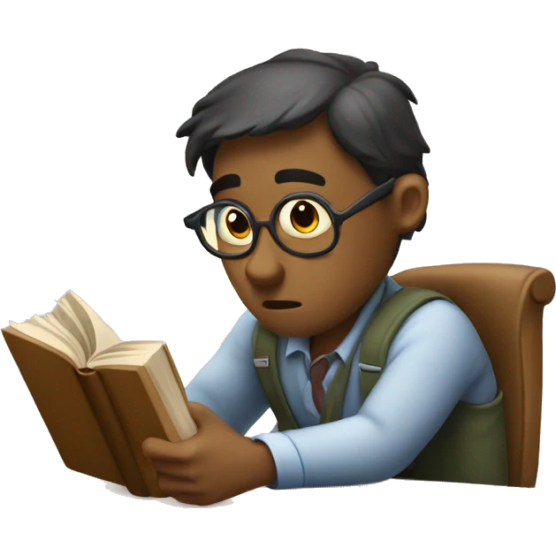 bored demotivated book worm student emoji