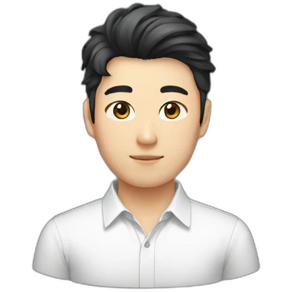 Handsome korean guy, shirt hair, black classess emoji