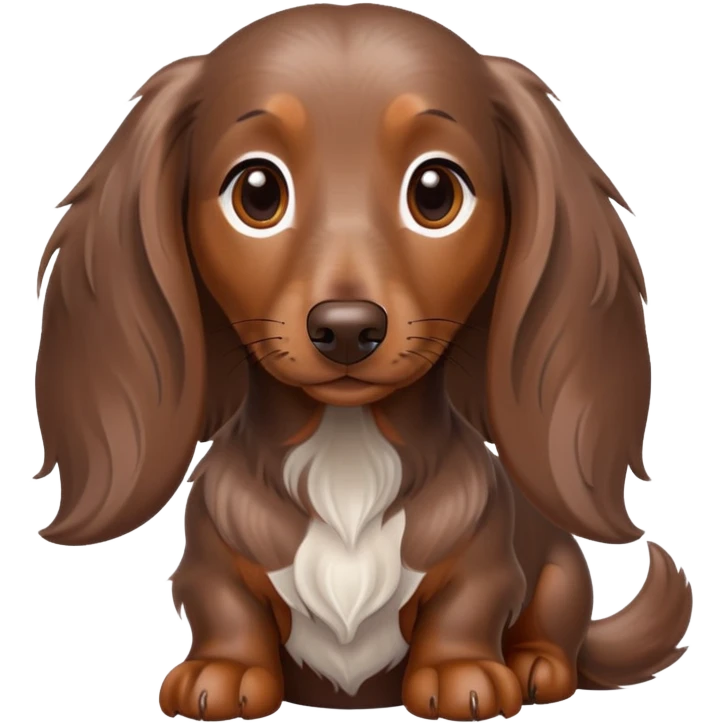Long hair chocolate dapple dachshund  emoji
