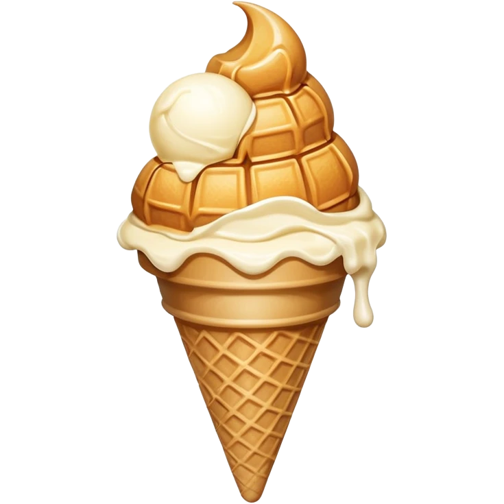 classic waffle cone with a scoop of vanilla ice cream, smooth texture, bright lighting emoji