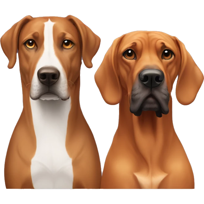 white male with long rainbow colored hair alongside a brown rhodesian ridgeback emoji