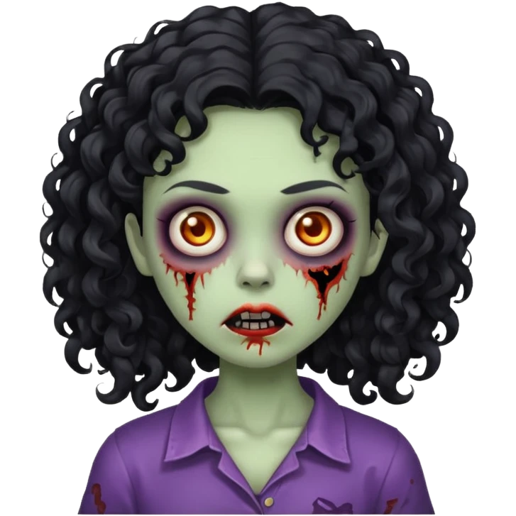 A girl zombie with black curly hair  emoji