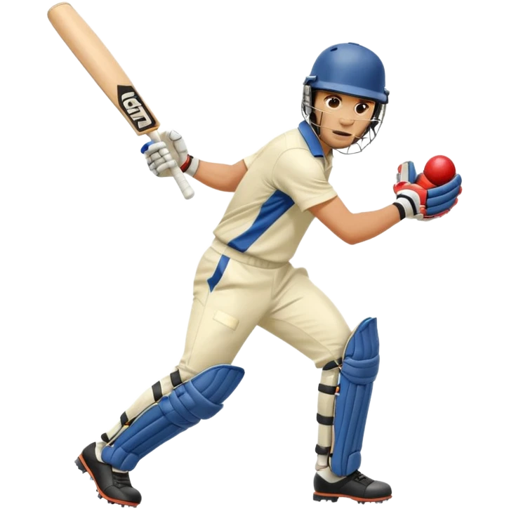 Right handed cricketer playing a front foot shot emoji