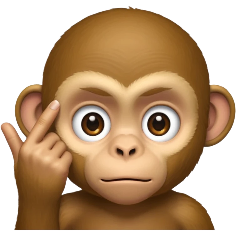 A monkey using one finger to pull his eyelid down to expose more eye emoji