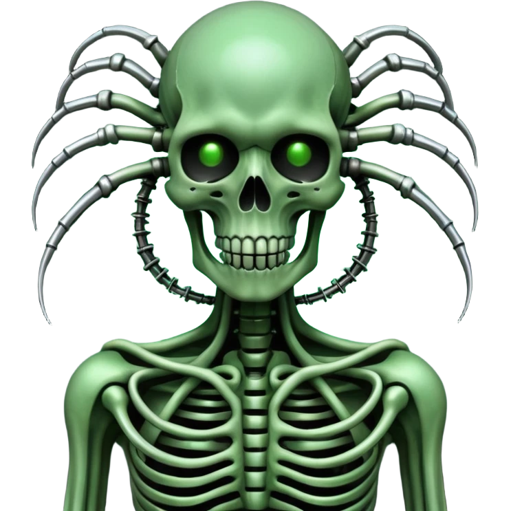 intertwined wires with undead elements, dark, surreal, Giger-inspired biomechanical style emoji