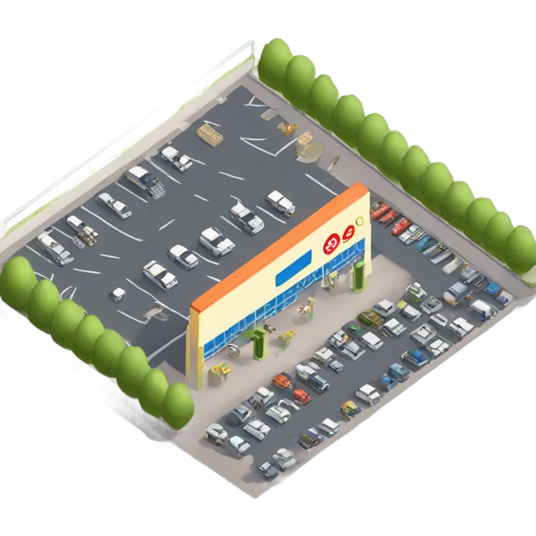 supermarket carpark isometric emoji