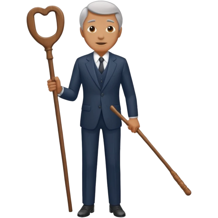 Give me a suit with pants and a wooden old age stick  emoji
