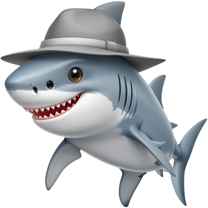 shark walking with a hat emoji