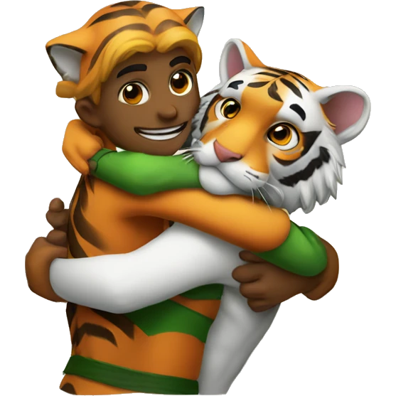 tiger and elf hugging emoji