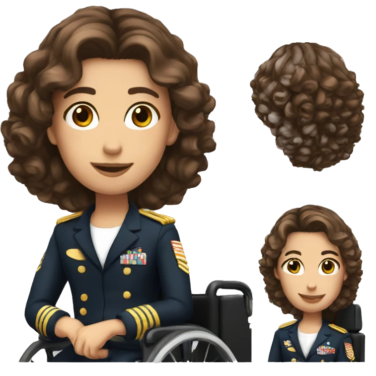 Naval captain with brown hair in wheelchair  emoji