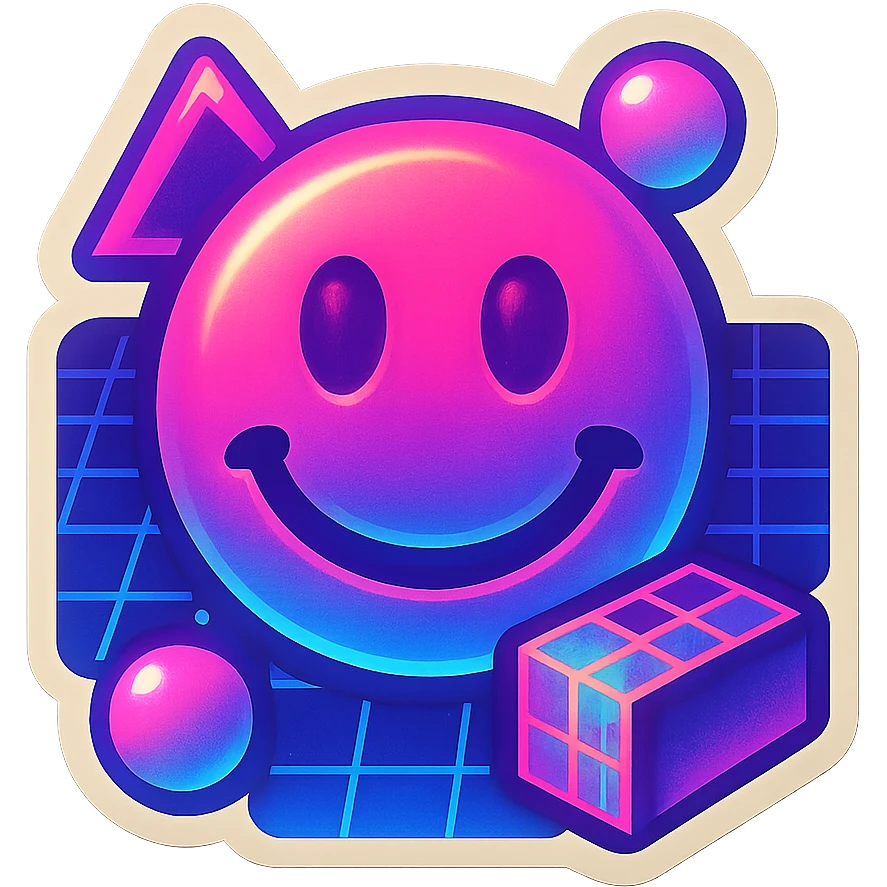 aesthetic, vaporwave, retro 80s, neon, emoji style emoji