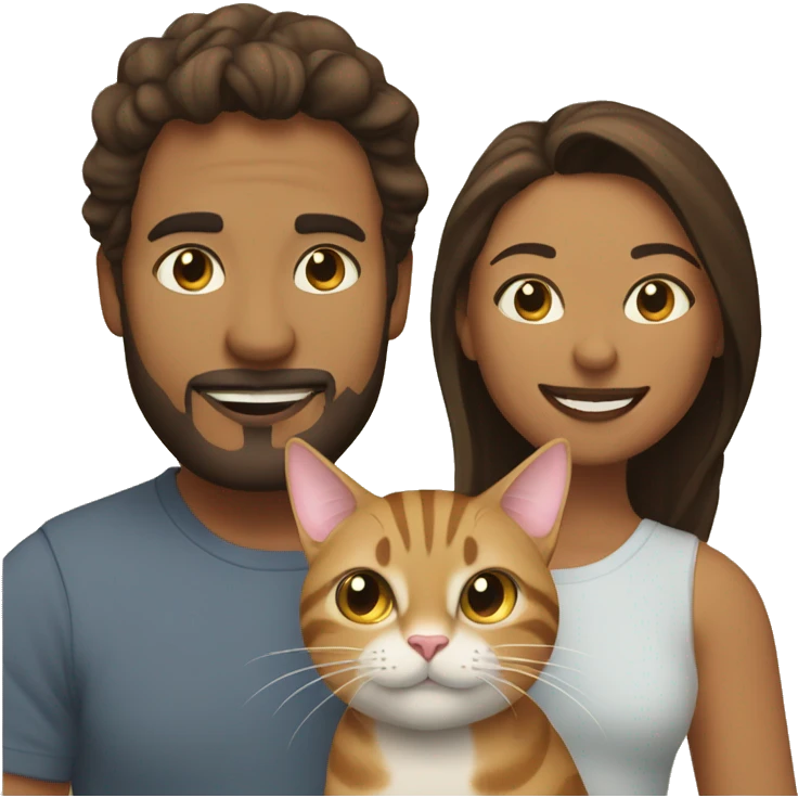 me & husband with two cat. tabby & tabu. emoji