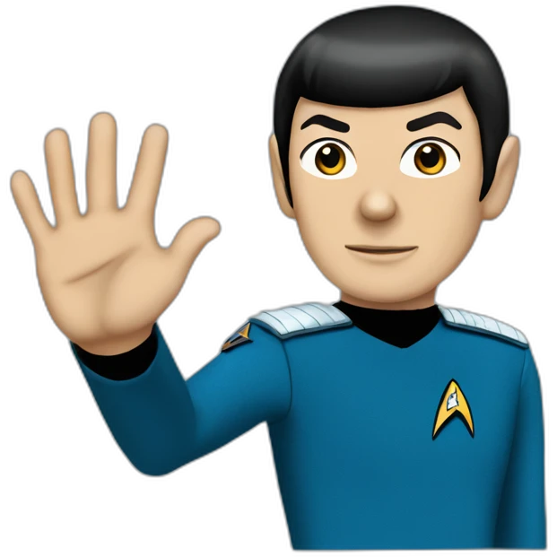 Spock with the Vulcan salute with Starfleet blue uniform (Star Trek) emoji