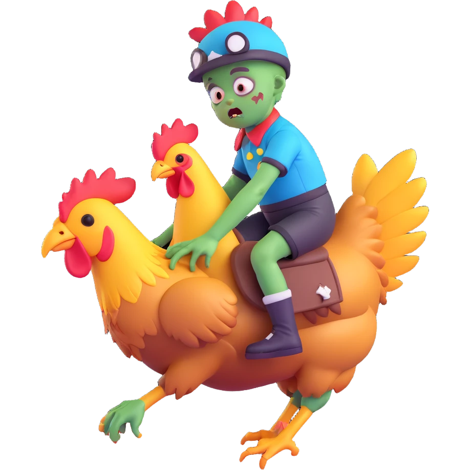 chicken jockey baby zombie riding a chicken dynamic pose vibrant colors dramatic lighting emoji