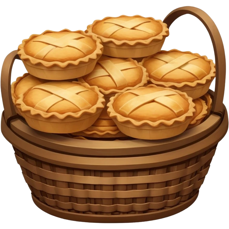 Brown wicker basket with pies emoji