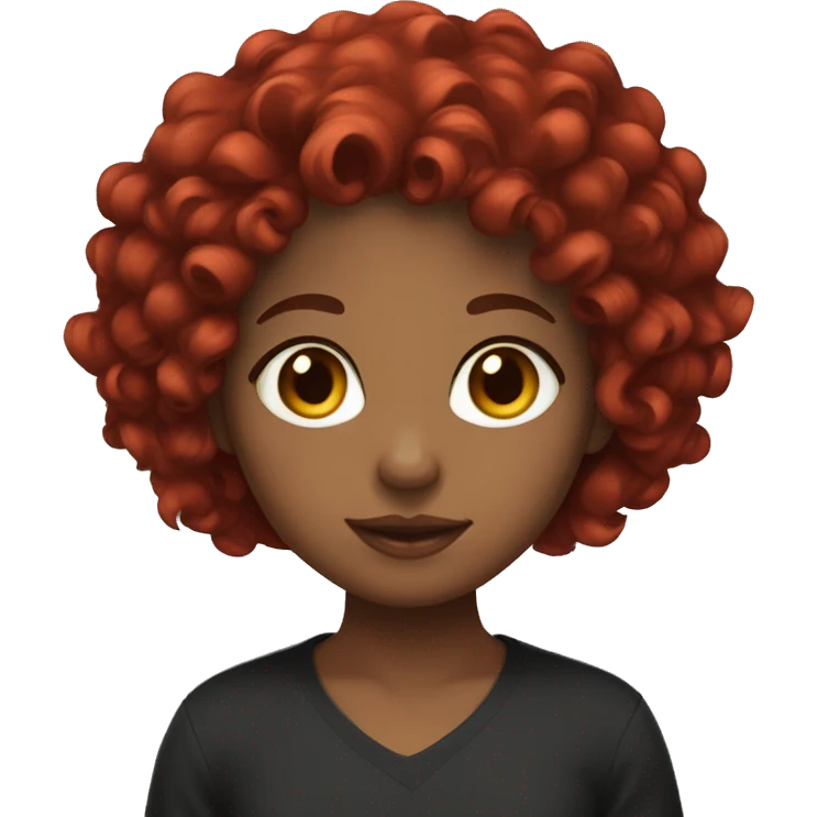 Black, red curly hair, short hair, girl emoji