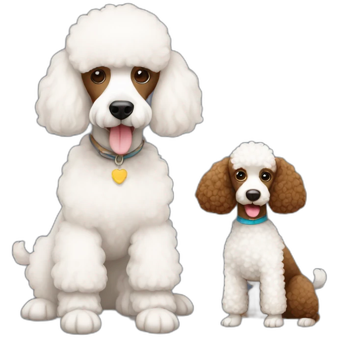 Brown poodle with a white poodle emoji