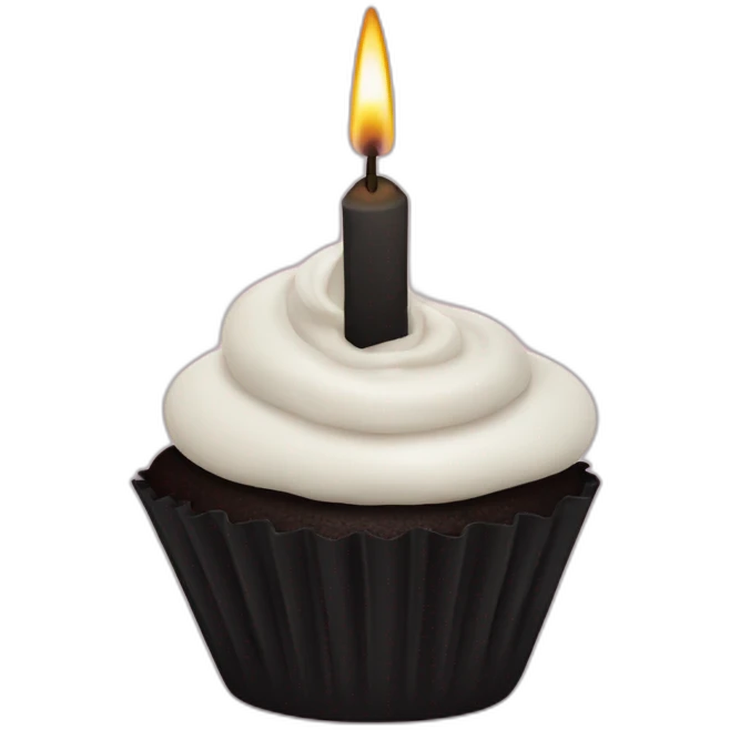 Black cupcake and one candle emoji