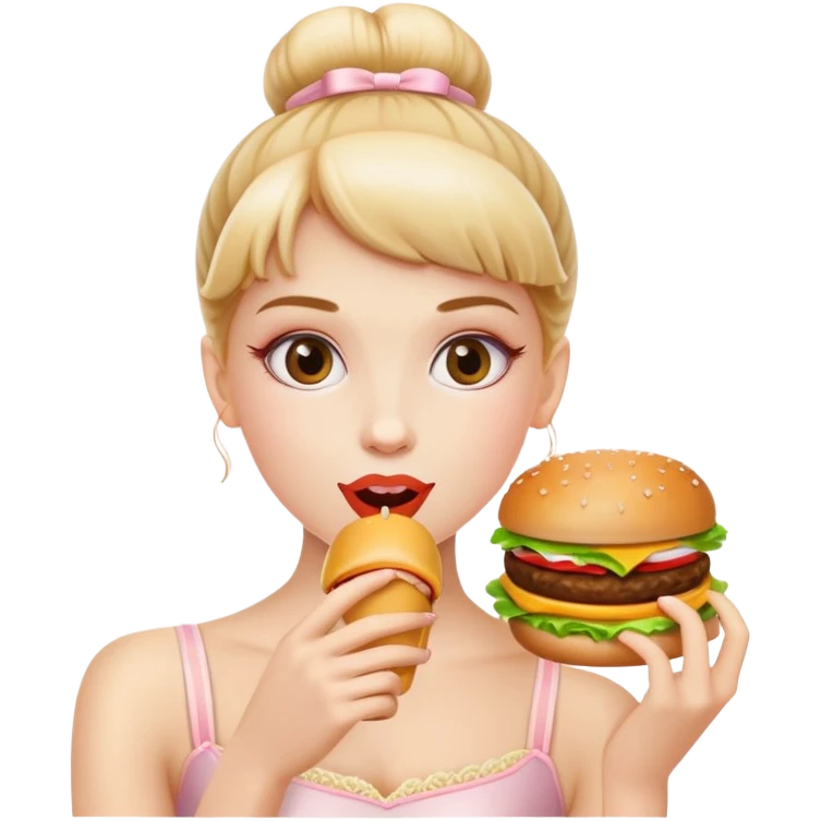 bailarina comiendo hamburguesa  emoji