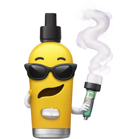 Smiley face emoji holding and using a vape emoji