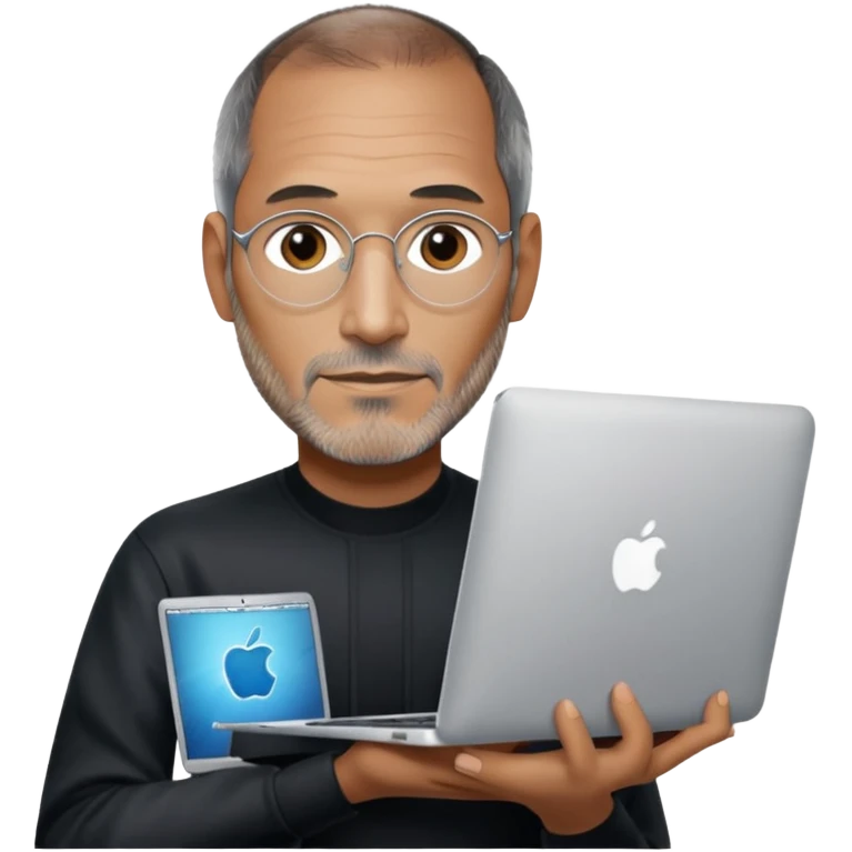 macbook with Steve Jobs emoji