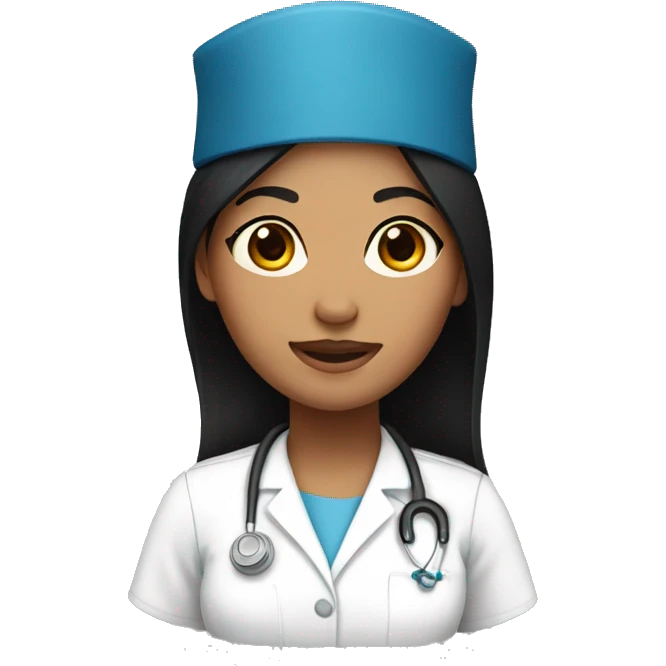Female Nurse  with black hair and cap emoji
