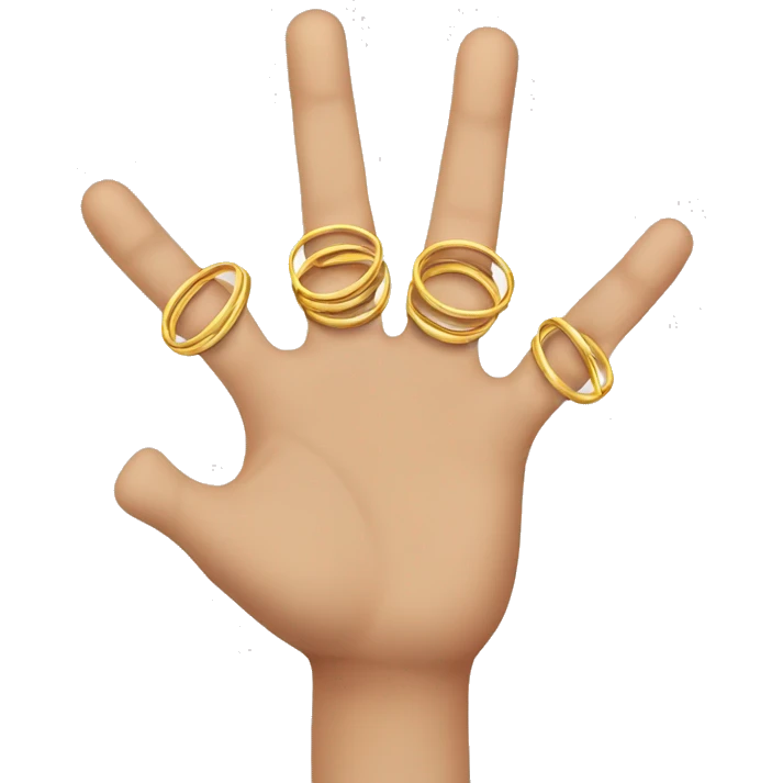 a finger with 10 rings on it emoji