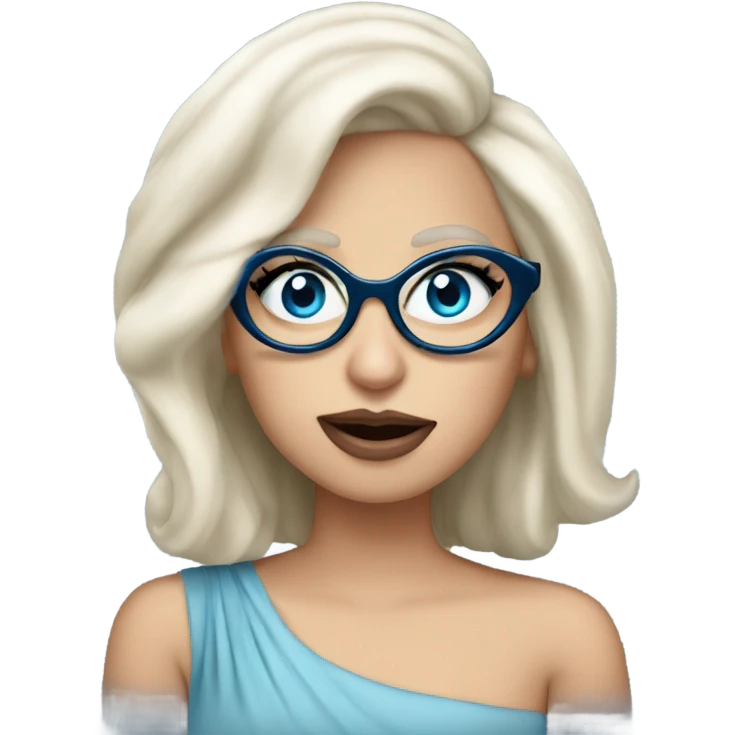 Real lady-gaga-sing-blue eyes- wearing glasses: emoji