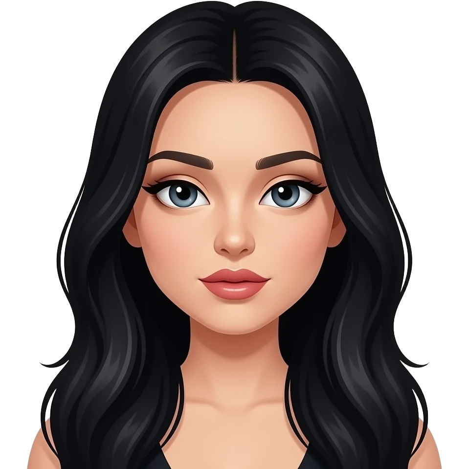 long black hair  sexy eyes bold cheek bones full lips emoji