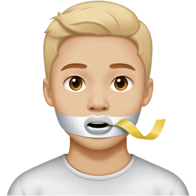 pessoa com fita adesiva na boca emoji