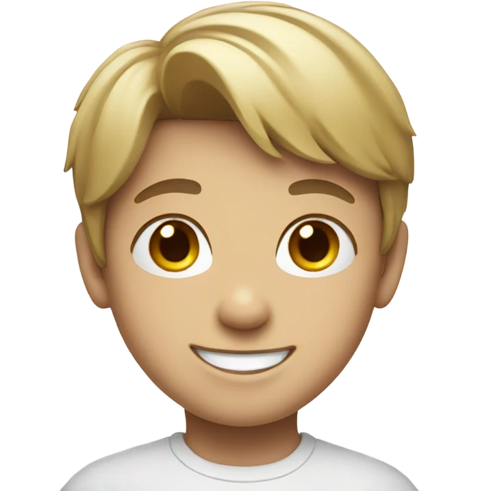 smiling boy in white shirt emoji