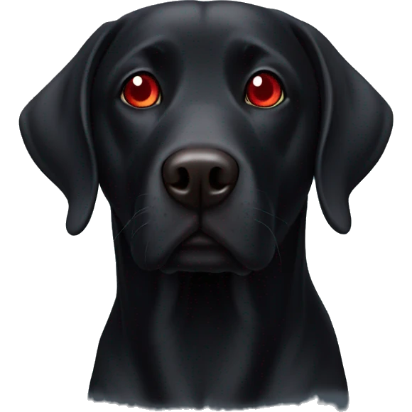 black lab with a red eye emoji