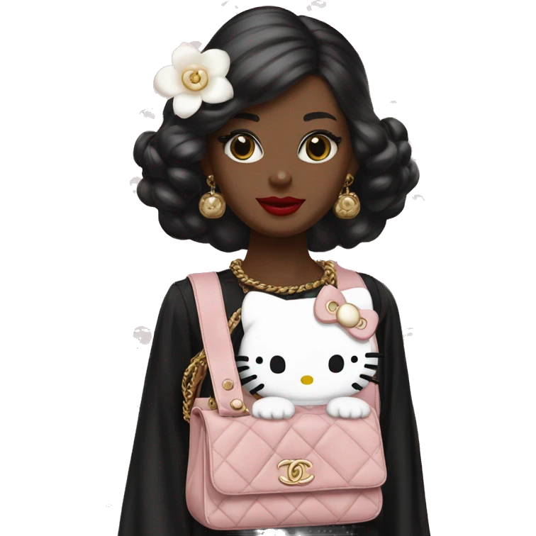 Hello Kitty with a Timeless bag Chanel and a White Camelia  emoji