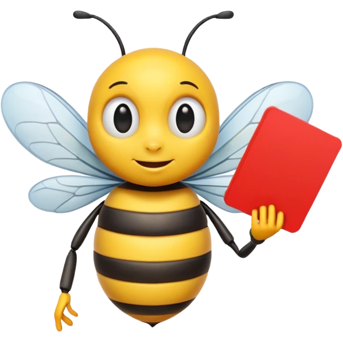 using this image, make the bee hold a red card like a referree emoji