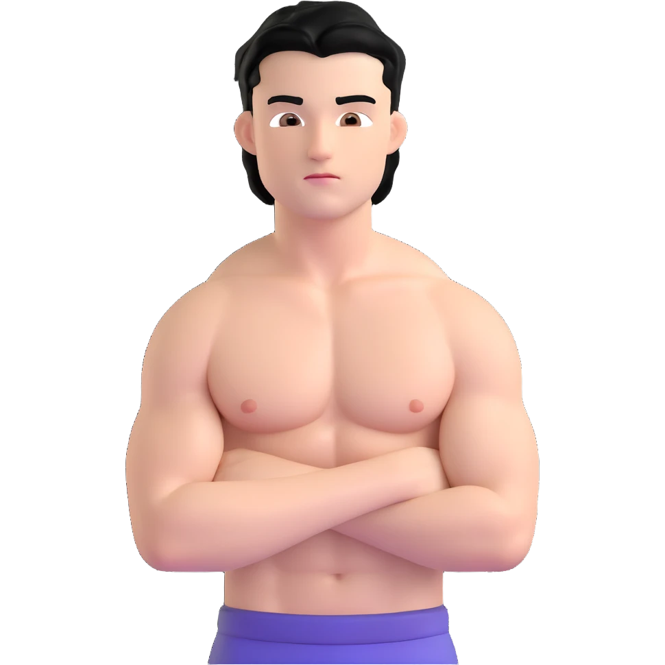 young white man with black hair, muscular, shirtless with nipple piercings emoji