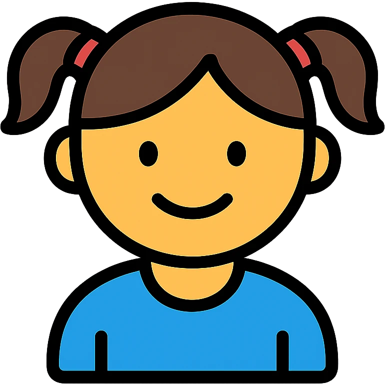 A young girl with pigtails, simple icon style emoji