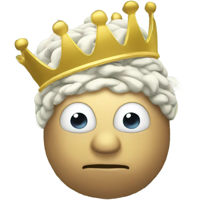 Big Brain wearing a crown on top of stack of cash emoji