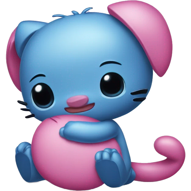 Hello kitty hugging stitch emoji