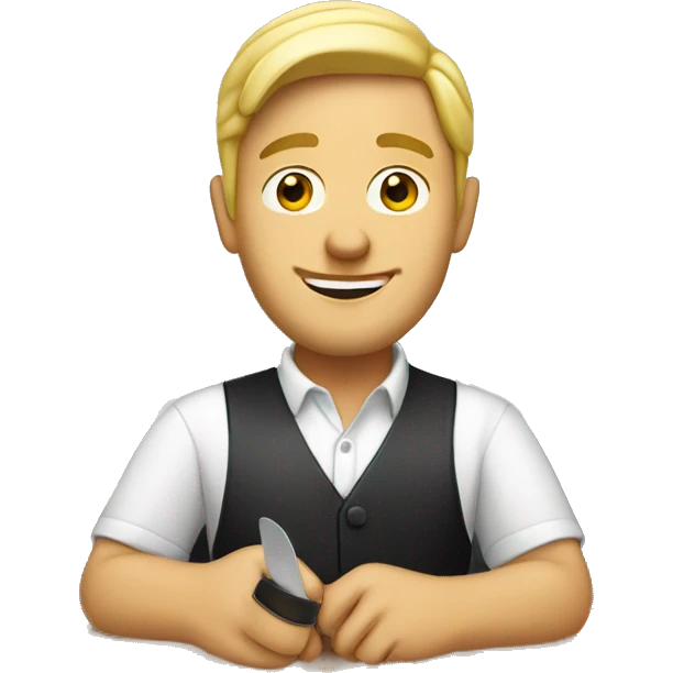 Blonde Caucasian man working in restaurant  emoji