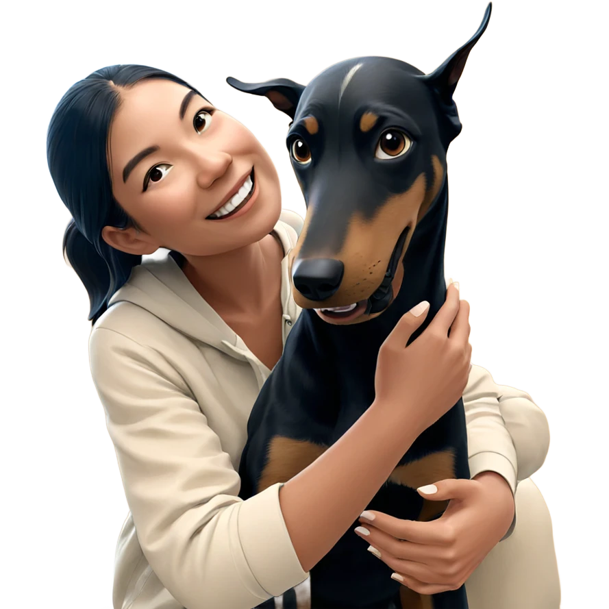 girl smiling with her dog emoji