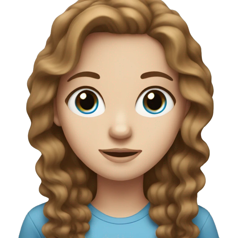 a white girl with blue eyes and wavy brown hair emoji