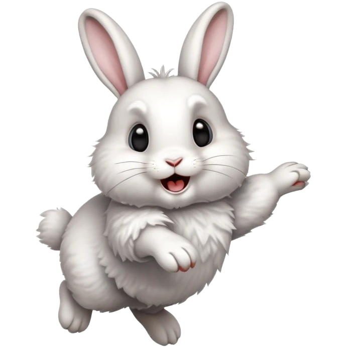 rabbit with buckteeth and crossed eyes jumping excitedly emoji