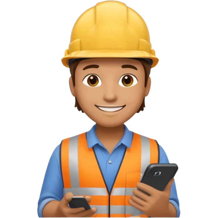 create an realistic emoji image of an construction worker typing on the phone emoji
