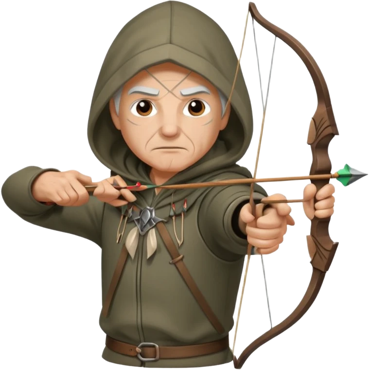 Archer âgé capuche position tir emoji