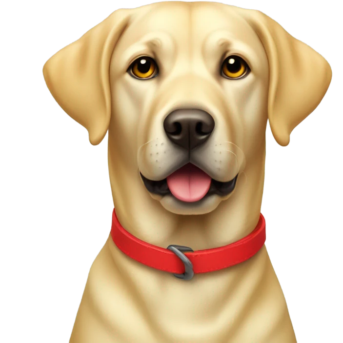 A yellow labrador head, with a red collar emoji